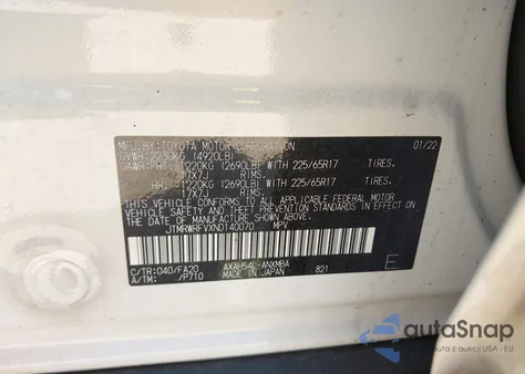 2022 Toyota Rav4 Hybrid Xle z USA, uszkodzony, nr VIN JTMRWRFVXND140070